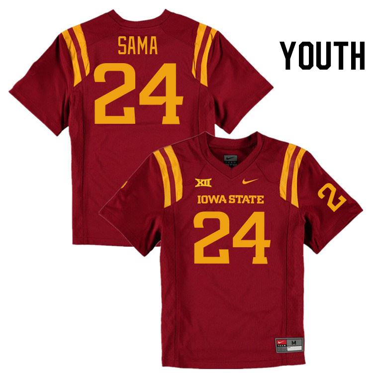 Youth #24 Abu Sama Iowa State Cyclones College Football Jerseys Stitched Sale-Cardinal - Click Image to Close
